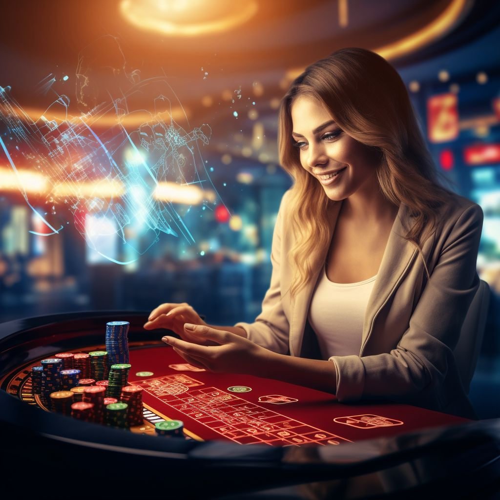 Live casino table view with dealer and game cards